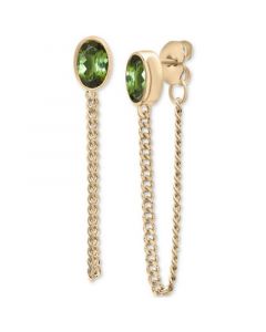 Green Tourmaline Chain Front to Back Drop Earrings (1/2 ct. t.w.) in 14k Gold-Plated Sterling Silver, Created for Macy's