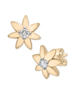 Diamond Flower Stud Earrings (1/10 ct. t.w.) in 14k Gold-Plated Sterling Silver, Created for Macy's