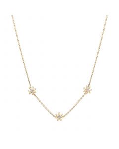 Diamond Flower Station 18" Collar Necklace (1/6 ct. t.w.) in 14k Gold-Plated Sterling Silver, Created for Macy's