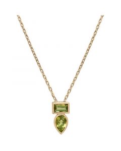 Peridot (3/8 ct. t.w.) & Green Tourmaline (1/3 ct. t.w.) Bezel 18" Pendant Necklace in 14k Gold-Plated Sterling Silver, Created for Macy's