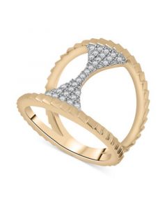 Diamond Openwork Textured Statement Ring (1/4 ct. t.w.) in 14k Gold-Plated Sterling Silver, Created for Macy's