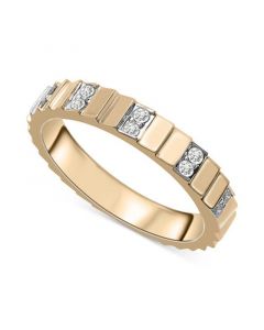 Diamond Textured Band (1/6 ct. t.w.) in 14k Gold-Plated Sterling Silver, Created for Macy's