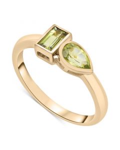 Peridot (5/8 ct. t.w.) & Green Tourmaline Ring (1/3 ct. t.w.) Bezel Ring in 14k Gold-Plated Sterling Silver, Created for Macy's