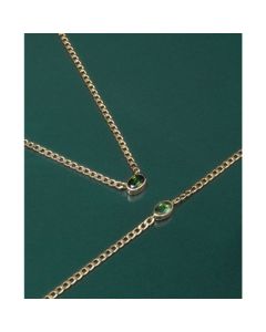 Green Tourmaline Curb Link Bracelet (1/2 ct. t.w.) in 14k Gold-Plated Sterling Silver, Created for Macy's