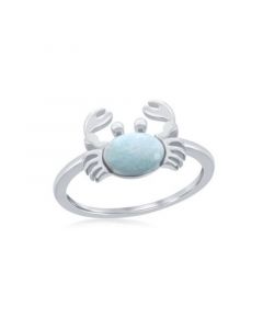 Sterling Silver Larimar Crab Ring