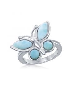 Sterling Silver Larimar Butterfly Ring