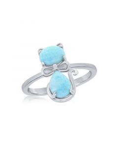 Sterling Silver Larimar Cat Ring