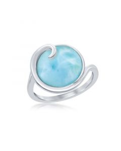 Sterling Silver Wave Design Larimar Ring