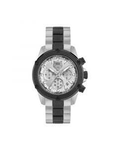 Men's Hurricane Black Silver-Tone Stainless Steel Bracelet Watch 44mm