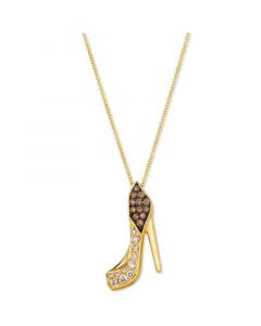 Chocolate Diamond & Nude Diamond High Heel Shoe Pendant Necklace (3/8 ct. t.w.) in 14k Gold, 18" + 2" extender