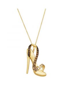 Ombré® Chocolate Ombré Diamond & Nude Diamond High Heel Sandal Pendant Necklace (3/4 ct. t.w.) in 14k Gold, 18" + 2" extender