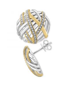 EFFY® Diamond Intertwining Stud Earrings (1/3 ct. t.w.) in Sterling Silver & 14k Gold-Plate