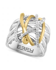 EFFY® Diamond Contrasting Intertwined Crisscross Ring (1/4 ct. t.w.) in Sterling Silver & 14k Gold-Plate