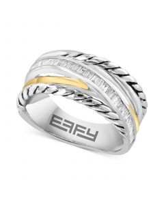 EFFY® Diamond Baguette Crossover Ring (1/5 ct. t.w.) in Sterling Silver & 14k Gold-Plate