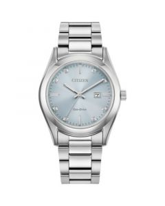 Eco-Drive Women's Sport Luxury Diamond Accent Stainless Steel Bracelet Watch 33mm