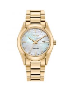 Eco-Drive Women's Sport Luxury Diamond Accent Gold-Tone Stainless Steel Bracelet Watch 33mm