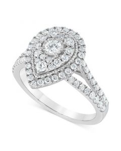 Diamond Teardrop Halo Cluster Ring (1 ct. t.w.) in 10k White Gold