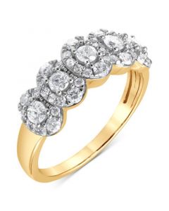 Diamond Five Halo Ring (1 ct. t.w.) in 14k Gold