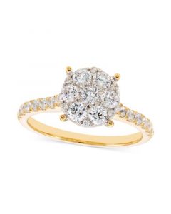 Diamond Cluster Engagement Ring (1 ct. t.w.) in 14k Two-Tone Gold