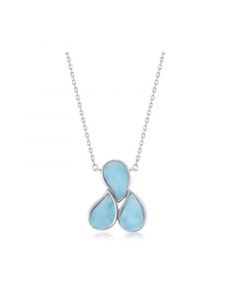 Sterling Silver Triple Pear-Shaped Larimar Necklace