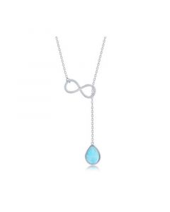 Sterling Silver Pear-shaped Larimar Infinity Lariat Necklace