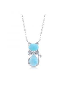 Sterling Silver Larimar Cat Necklace