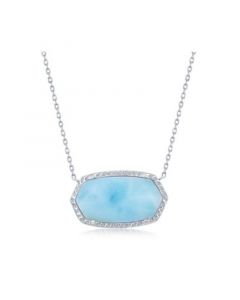 Sterling Silver Hexagon Larimar Necklace