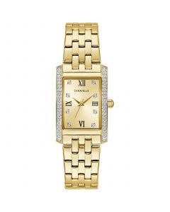 Women's Dress Crystal Accent Gold-Tone Stainless Steel Bracelet Watch 22mm