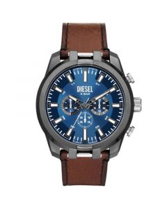 Men's Split Quartz Chronograph Brown Leather Watch 51mm