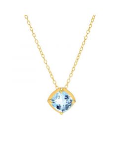 Blue Topaz Solitaire 18" Pendant Necklace (1-1/3 ct. t.w.) in 14k Gold-Plated Sterling Silver