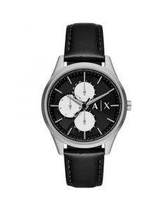 Men's Quartz Multifunction Black Leather Watch 42mm