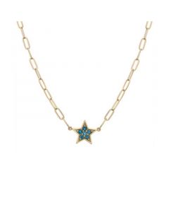 London Blue Topaz Star Cluster Pendant Necklace (1/4 ct. t.w.) in 14k Gold-Plated Sterling Silver, 16" + 2" extender