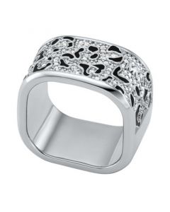 Platinum Plated Cheetah Print Band Ring