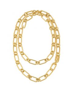 14K Gold Plated Empire Chain Double Layer Necklace