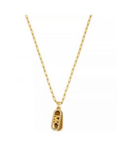 14K Gold Plated Tiger's Eye Dog Tag Necklace