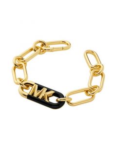 14K Gold Plated Black Empire Link Chain Bracelet