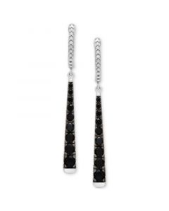 Onyx Graduated Linear Drop Earrings in Sterling Silver