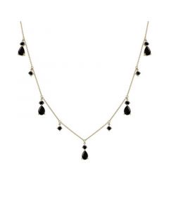 Onyx Dangle 17" Statement Necklace in 14k Gold-Plated Sterling Silver