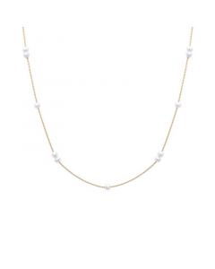 Cultured Freshwater Pearl (3mm) Station 17" Collar Necklace in 14k Gold-Plated Sterling Silver