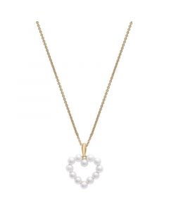 Cultured Freshwater Pearl (3mm) Open Heart 18" Pendant Necklace in 14k Gold-Plated Sterling Silver