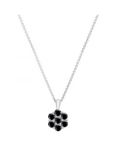 Onyx Flower 18" Pendant Necklace in Sterling Silver