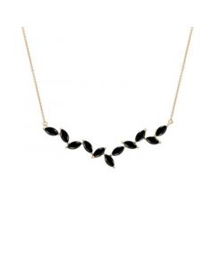 Onyx Marquise 17" Collar Necklace in 14k Gold-Plated Sterling Silver