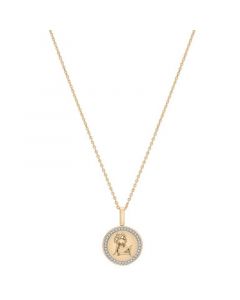 Diamond Leo Disc 18" Pendant Necklace (1/10 ct. t.w.) in 14k Gold-Plated Sterling Silver, Created for Macy's