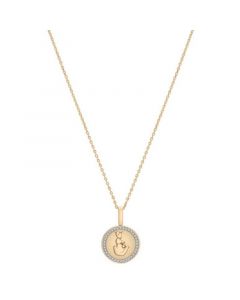 Diamond Capricorn Disc 18" Pendant Necklace (1/10 ct. t.w.) in 14k Gold-Plated Sterling Silver, Created for Macy's