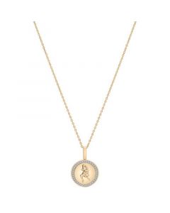 Diamond Aquarius Disc 18" Pendant Necklace (1/10 ct. t.w.) in 14k Gold-Plated Sterling Silver, Created for Macy's