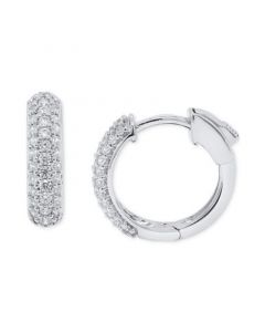 Lab Grown Diamond Pavé Small Huggie Hoop Earrings (1/2 ct. t.w.) in Sterling Silver