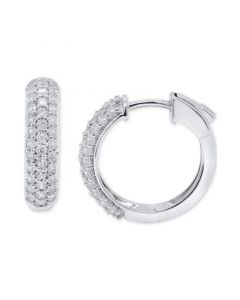 Lab Grown Diamond Pavé Small Hoop Earrings (1 ct. t.w.) in Sterling Silver