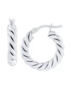 Twist-Style Tube Small Hoop Earrings in 10k Gold, 3/4"