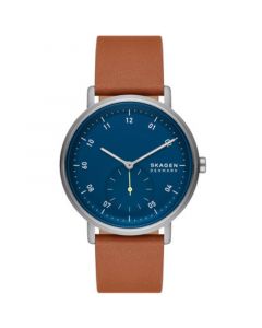 Men's Kuppel Quartz Three Hand Brown Leather Watch, 44mm