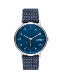 Men's Kuppel Quartz Three Hand Blue Fabric Watch, 44mm